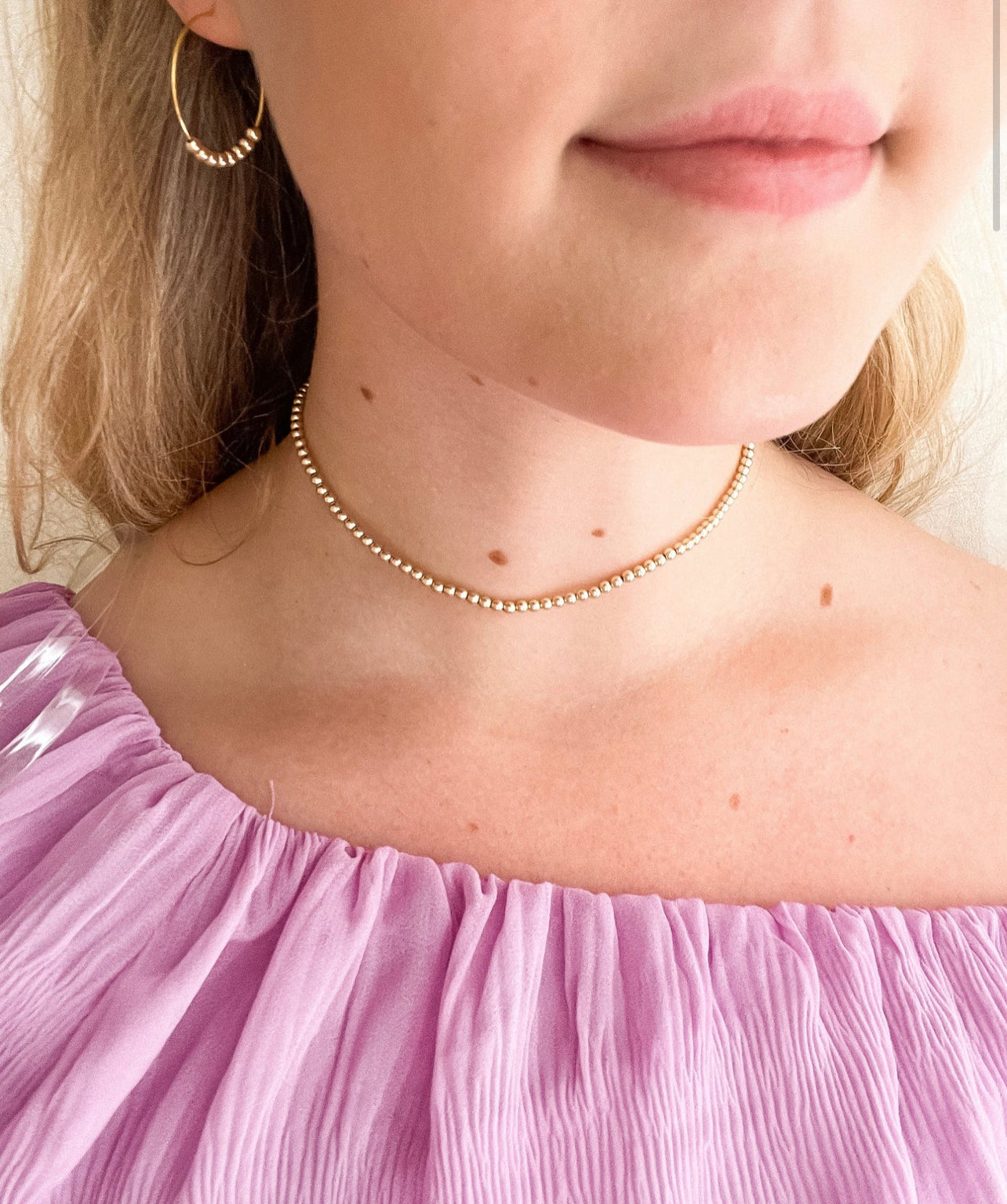 Lauren Beaded Necklace| 14k Gold