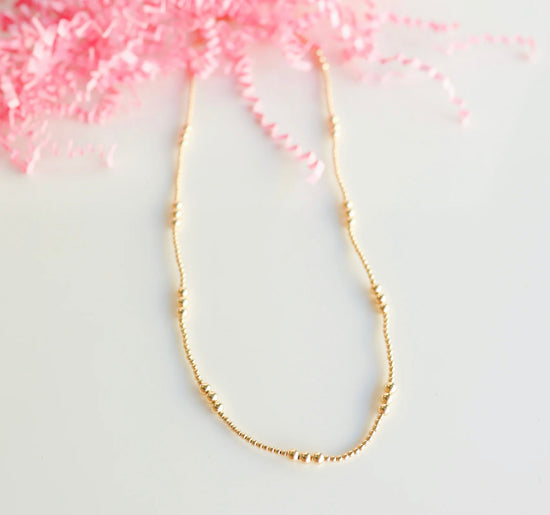 Leah Beaded Necklace| 14k Gold