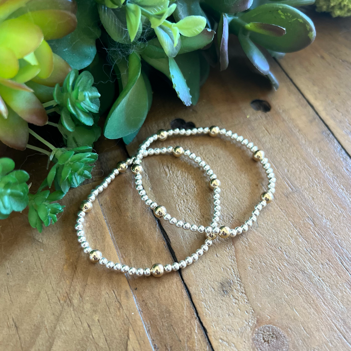 Olivia Beaded Bracelet | Sterling Silver | 14k Gold